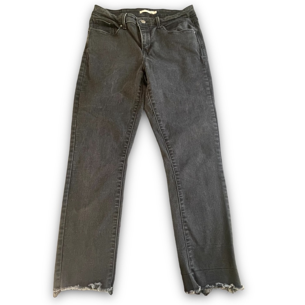 Levi's Black Vintage Wash Classic Mid-rise Skinny Distressed Jeans Size 12 Fray